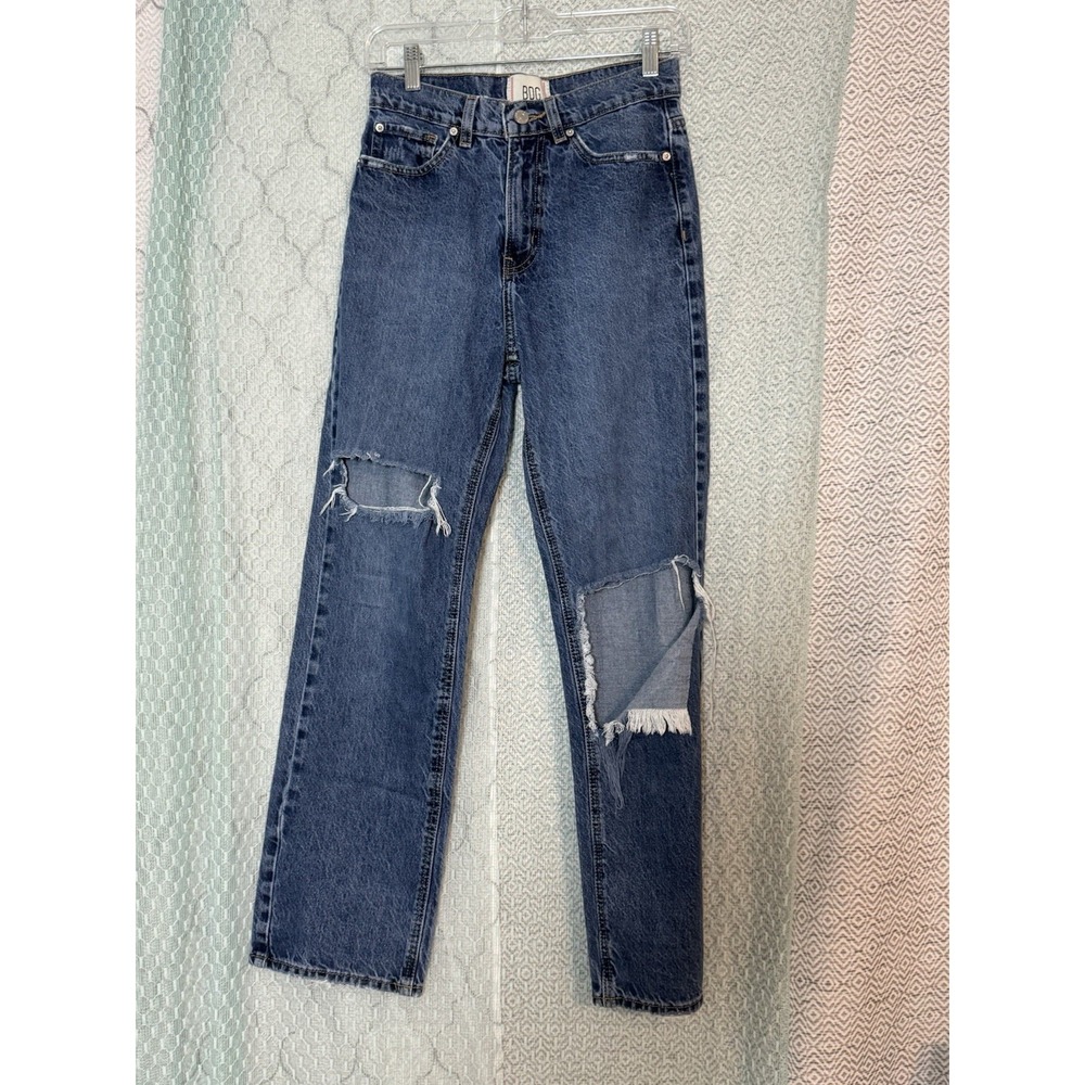 Urban Outfitters BDG Cowboy Jean Med Wash Distressed High Waist Straight Leg 26
